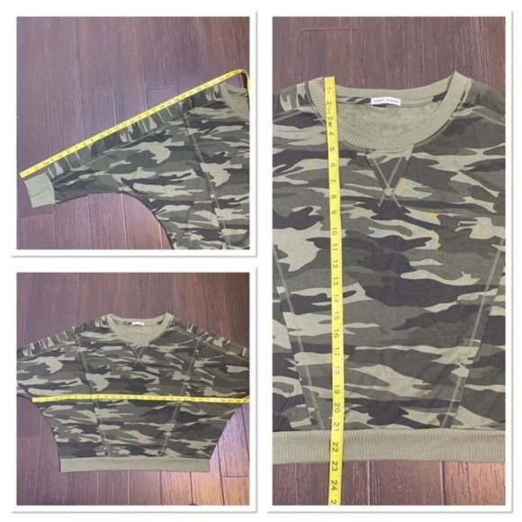 NWT Sweet Romeo Green Camo Exposed Seam Dolman Sleeve Crop Sweatshirt Medium - Picture 11 of 11